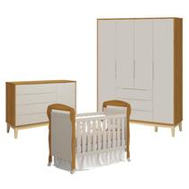 Quarto de Bebê 4 Portas com Cômoda com Porta Elfe Classic e Berço Americano Danny Areia Savana Acetinado Natural - Reller Quarto de Bebê 4 Portas com Cômoda com Porta Elfe Classic e Berço Americano Danny Areia Savana Acetinado Natural - Reller
