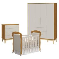 Quarto de Bebê 4 Portas com Cômoda Gaveteiro Elfe Classic e Berço Americano Danny Areia Savana Acetinado Amadeirado - Reller Quarto de Bebê 4 Portas com Cômoda Gaveteiro Elfe Classic e Berço Americano Danny Areia Savana Acetinado Amadeirado - Reller