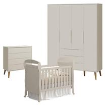 Quarto de Bebê 4 Portas com Cômoda Gaveteiro Elfe Retrô e Berço Americano Danny Areia Acetinado Amadeirado - Reller Quarto de Bebê 4 Portas com Cômoda Gaveteiro Elfe Retrô e Berço Americano Danny Areia Acetinado Amadeirado - Reller