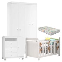 Quarto de Bebê 4 Portas Ternura Baby com Berço Lara Branco Brilho com Colchão Gazin - Incorplac Quarto de Bebê 4 Portas Ternura Baby com Berço Lara Branco Brilho com Colchão Gazin - Incorplac