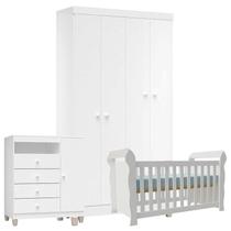 Quarto de Bebê 4 Portas Ternura Baby com Berço Lara Branco Brilho - Incorplac Quarto de Bebê 4 Portas Ternura Baby com Berço Lara Branco Brilho - Incorplac