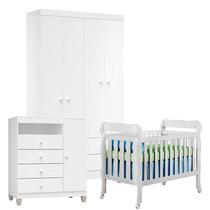 Quarto de Bebê 4 Portas Ternura Baby com Berço Lila Branco Brilho - Incorplac