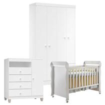 Quarto de Bebê 4 Portas Ternura Baby com Berço Mirelle Branco Brilho - Incorplac Quarto de Bebê 4 Portas Ternura Baby com Berço Mirelle Branco Brilho - Incorplac