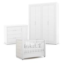 Quarto de Bebe 4 Portas Tutto New Branco Acetinado com Capitonê New Boucle - Matic Quarto de Bebe 4 Portas Tutto New Branco Acetinado com Capitonê New Boucle - Matic