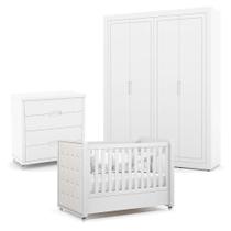 Quarto De Bebe 4 Portas Tutto New Com Capitonê New Boucle E Gaveteiro Branco Acetinado - Matic Quarto De Bebe 4 Portas Tutto New Com Capitonê New Boucle E Gaveteiro Branco Acetinado - Matic