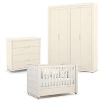Quarto de Bebe 4 Portas Tutto New com Capitonê New Boucle e Gaveteiro Off White - Matic Quarto de Bebe 4 Portas Tutto New com Capitonê New Boucle e Gaveteiro Off White - Matic