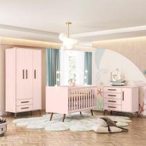 Quarto De Bebê Ambiente Retrô Rosa - Qmovi