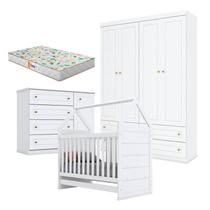 Quarto de Bebê Americano 4 Portas Branco com Colchão Gazin - Henn Quarto de Bebê Americano 4 Portas Branco com Colchão Gazin - Henn