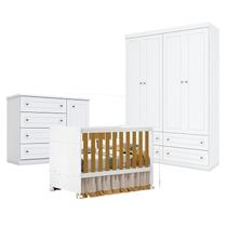 Quarto de Bebê Americano 4 Portas com Berço Americano Katatau Branco Acetinado Savana Reller - Henn