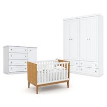 Quarto de Bebê Americano 4 Portas com Berço Americano Unique Freijó Branco Soft Eco Wood - Matic - Henn Quarto de Bebê Americano 4 Portas com Berço Americano Unique Freijó Branco Soft Eco Wood - Matic - Henn