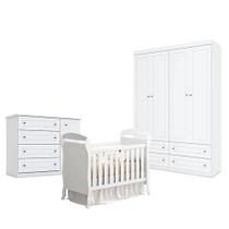 Quarto De Bebê Americano 4 Portas Com Berço Danny Branco Acetinado Reller - Henn. Quarto De Bebê Americano 4 Portas Com Berço Danny Branco Acetinado Reller - Henn.