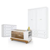 Quarto De Bebê Americano 4 Portas Com Berço Multifuncional Bkids Branco Freijó Eco Wood - Matic - Henn