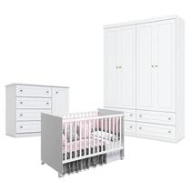 Quarto de Bebê Americano 4 Portas com Berço Nacional Mel Branco Acetinado Reller - Henn