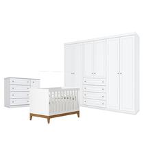 Quarto de Bebê Americano 6 Portas com Berço Americano Flip Branco Acetinado Reller - Henn