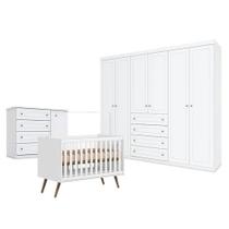 Quarto De Bebê Americano 6 Portas Com Berço Americano Q Encanto 3820 Retrô Branco Acetinado - Qmovi - Henn Quarto De Bebê Americano 6 Portas Com Berço Americano Q Encanto 3820 Retrô Branco Acetinado - Qmovi - Henn