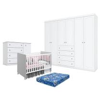 Quarto De Bebê Americano 6 Portas Com Berço Nacional Mel Branco Acetinado - Reller - Henn E Colchão Ortobom. Quarto De Bebê Americano 6 Portas Com Berço Nacional Mel Branco Acetinado - Reller - Henn E Colchão Ortobom.