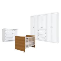 Quarto de Bebê Americano 6 Portas com Berço Nacional Mel Branco Savana Reller - Henn
