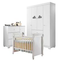 Quarto De Bebê Ane Com Berço Americano Mirelle Branco Brilho Phoenix Baby