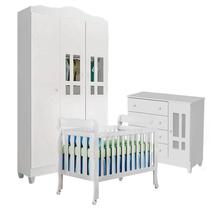 Quarto de Bebê Ariel 3 Portas com Berço Lila Branco Brilho - Carolina Móveis Quarto de Bebê Ariel 3 Portas com Berço Lila Branco Brilho - Carolina Móveis