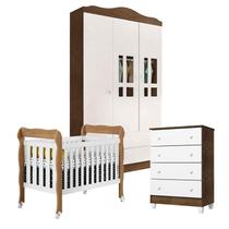 Quarto de Bebê Ariel 3 Portas com Gaveteiro e Berço Americano Lila Branco Acetinado Amadeirado - Carolina Quarto de Bebê Ariel 3 Portas com Gaveteiro e Berço Americano Lila Branco Acetinado Amadeirado - Carolina