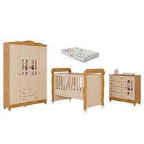 Quarto de Bebê Ariel 4 Portas com Berço Americano Mirelle Off White Bétula com Colchão Gazin Carolina Baby Quarto de Bebê Ariel 4 Portas com Berço Americano Mirelle Off White Bétula com Colchão Gazin Carolina Baby