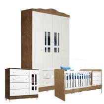 Quarto De Bebê Ariel 4 Portas Com Berço Americano Multifuncional Cléo Branco Acetinado Amadeirado Carolina Quarto De Bebê Ariel 4 Portas Com Berço Americano Multifuncional Cléo Branco Acetinado Amadeirado Carolina