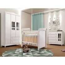 Quarto de Bebê Ariel II Berço Guarda-Roupa Cômoda Branco Infantil