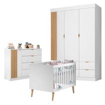 Quarto de Bebê Ayla com Berço Americano Ludmila Branco Acetinado Phoenix