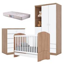 Quarto de Bebê Bala de Menta Rústico Branco e Colchão Gazin - Henn Quarto de Bebê Bala de Menta Rústico Branco e Colchão Gazin - Henn