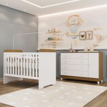 Quarto de Bebê Berço 3 em 1 Gabrielle Cômoda com Porta Fraldario Amadeirado Carolina Baby Quarto de Bebê Berço 3 em 1 Gabrielle Cômoda com Porta Fraldario Amadeirado Carolina Baby