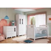 Quarto de Bebê Berço 3 em 1, Guarda-roupa e Cômoda com Janelas 100% MDF Aurora Espresso Móveis