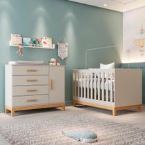 Quarto de Bebê Berço 3 em 1 Helen Cômoda com Porta Off White com Cinamomo Carolina Baby Quarto de Bebê Berço 3 em 1 Helen Cômoda com Porta Off White com Cinamomo Carolina Baby