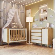 Quarto de Bebê Berço Arredondado 3 em 1 e Cômoda 1 Porta 100% Mdf Luly Espresso Móveis