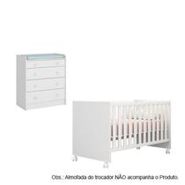 Quarto de Bebê Berço c/ Rodízios e Cômoda Doce Sonho Branco Qmovi Quarto de Bebê Berço c/ Rodízios e Cômoda Doce Sonho Branco Qmovi