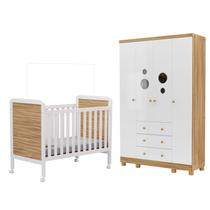 Quarto de Bebê Berço Cloe Roupeiro Infantil Bolinha 4 Portas -