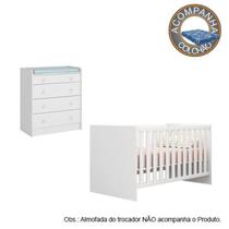 Quarto de Bebê Berço Colchão Physical e Cômoda Doce Sonho Branco Qmovi Ortobom