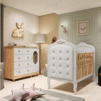 Quarto de Bebê Berço com Capitonê e Cômoda 4 Gavetas 100% Mdf Maya Provençal Yescasa