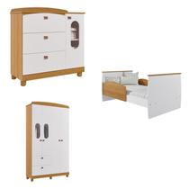 Quarto de Bebê Berço, Cômoda 4 Gavetas 1 Porta, Guarda-roupa 4 Pts 2 Gavetas Happy Espresso Móveis
