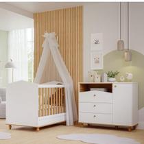 Quarto de Bebê Berço e Cômoda 3 Gavetas 1 Porta Happy Espresso Móveis Branco