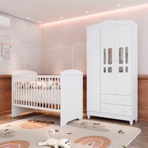 Quarto de Bebê Berço Eloá 3 em 1 e Roupeiro 3 Portas Mdf Ariel