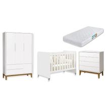 Quarto de Bebê Berço Evolution Cômoda 4G Guarda Roupa 3P Classic Com Colchão Quarto de Bebê Berço Evolution Cômoda 4G Guarda Roupa 3P Classic Com Colchão
