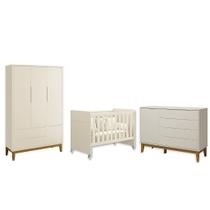 Quarto de Bebê Berço Evolution Guarda Roupa 3 Portas Cômoda Sapateira Elfe