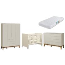 Quarto de Bebê Berço Evolution Guarda Roupa 4P Cômoda SP Elfe Com colchão