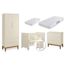 Quarto de Bebê Berço Evolution Guarda Roupa Classic Cômoda 3 Gavetas Classic 02 COLCHÃO