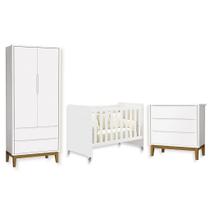 Quarto de Bebê Berço Evolution Guarda Roupa Classic Cômoda 3 Gavetas Classic