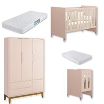 Quarto de Bebê Berço Evolution Guarda Roupa Infantil 3P e 2G Classic 02 Colchoões Quarto de Bebê Berço Evolution Guarda Roupa Infantil 3P e 2G Classic 02 Colchoões