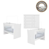 Quarto de Bebê Berço Gemeos Colchão Light e Cômoda Doce Sonho Branco Qmovi Ortobom Quarto de Bebê Berço Gemeos Colchão Light e Cômoda Doce Sonho Branco Qmovi Ortobom