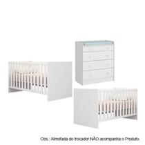 Quarto de Bebê Berço Gemeos e Cômoda Doce Sonho Branco Qmovi Quarto de Bebê Berço Gemeos e Cômoda Doce Sonho Branco Qmovi