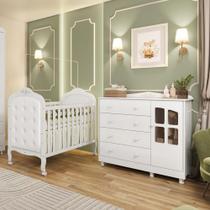 Quarto de Bebê Berço Mini Cama com Capitonê MDF Cômoda Elô New Móveis Peroba Quarto de Bebê Berço Mini Cama com Capitonê MDF Cômoda Elô New Móveis Peroba
