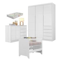Quarto de Bebê Blenda com Berço Americano Maya Branco Acetinado com Colchão Gazin - Phoenix Baby Quarto de Bebê Blenda com Berço Americano Maya Branco Acetinado com Colchão Gazin - Phoenix Baby